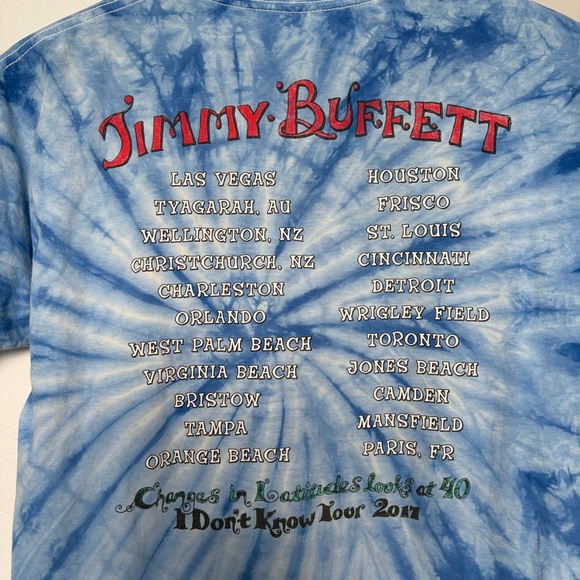 JIMMY BUFFET 2017 I DON'T KNOW TOUR GRAPHIC T-SHIRT BLUE MEN'S MEDIUM - Picture 6 of 6